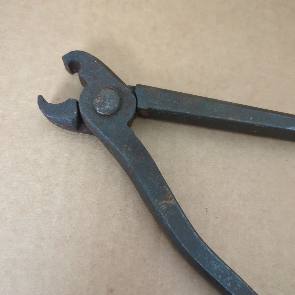 Vintage Antique Forged Iron Tong  Blacksmith Farrier Kitchen Tool L 10